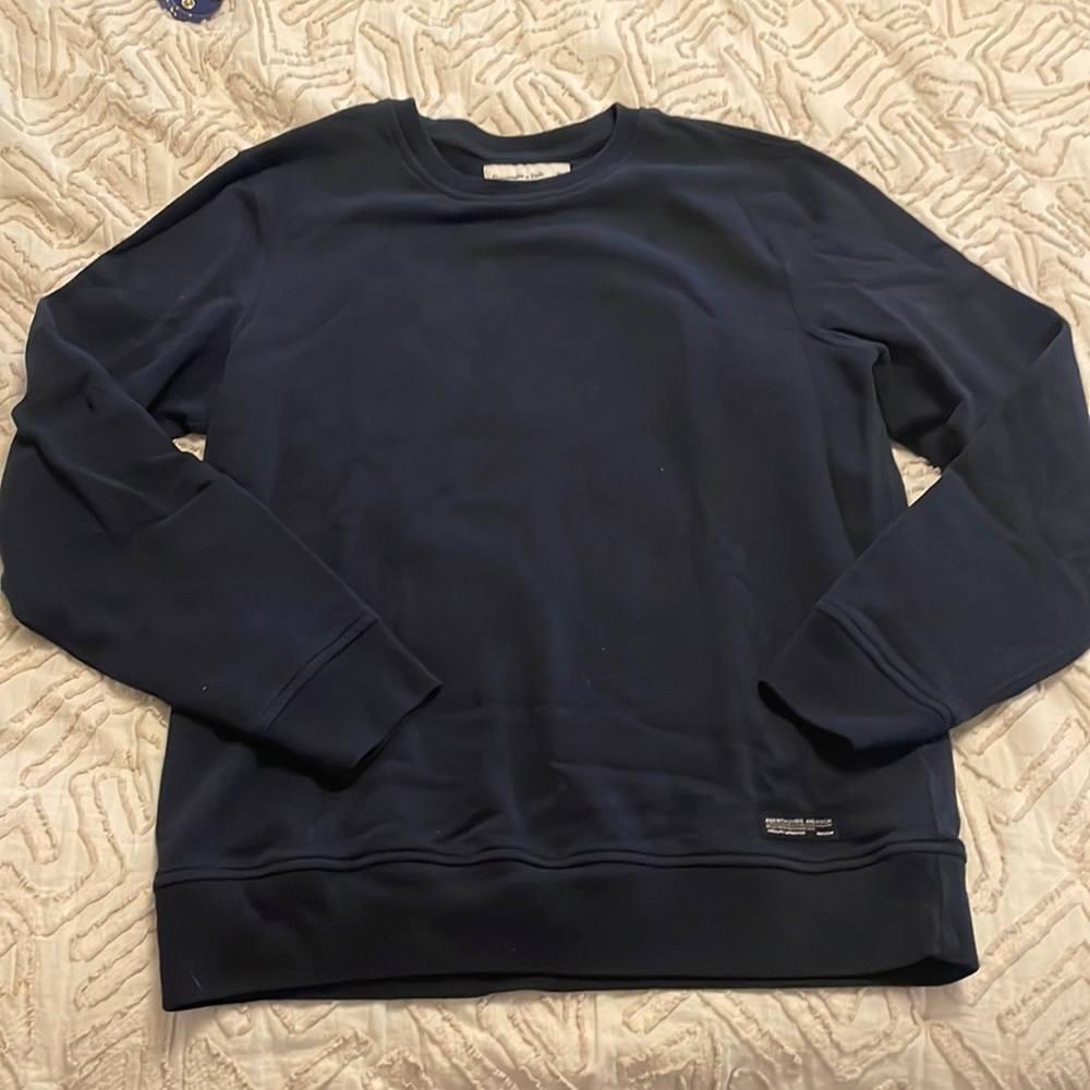 Abercrombie Soft AF Fleece crew neck sweater cotton blend medium navy blue